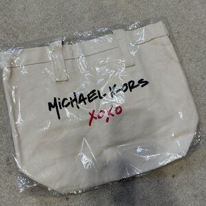 Michael Kors Tan Tote Bag with Red Accent